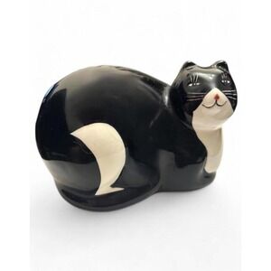 Warren Kimble Ceramic‎ Fat Cat Sponge Holder Black White Folk Art Kitchen Decor